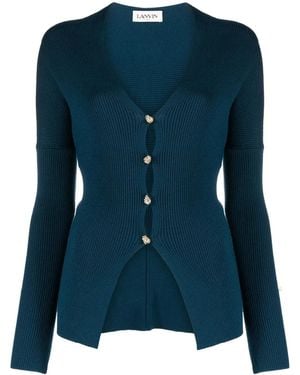 Lanvin Merino Wool-Blend Cardigan - Blue