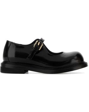 Moschino Buckled Leather Court Shoes - Black