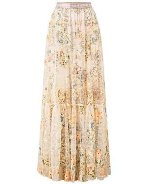 CAMILLA Tiered Floral Lace Skirt - White