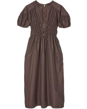 Cecilie Bahnsen Vestido Midi Besty Fruncido - Marrón