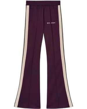 Palm Angels Logo-Embroidered Flared Track Trousers - Purple