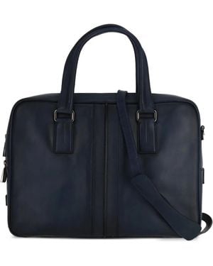 Tod's Structured Leather Briefcase - Blue