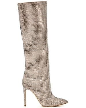 Paris Texas Holly Crystal-Embellished Knee-High Boots - White