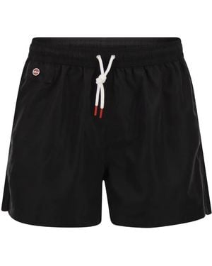 Kiton Drawstring Logo Swim Shorts - Black