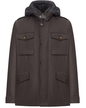Moorer Manteau À Capuche - Noir