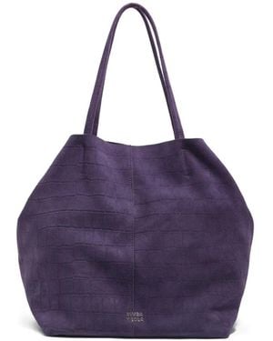 Bimba Y Lola Large Embossed-Suede Tote Bag - Purple