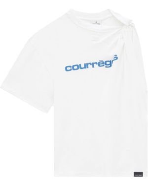 Courreges Logo-print Asymmetric T-shirt - White