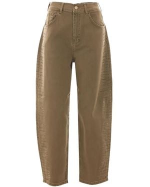 Liu Jo Rhinestone-Embellished Barrel-Leg Jeans - Natural