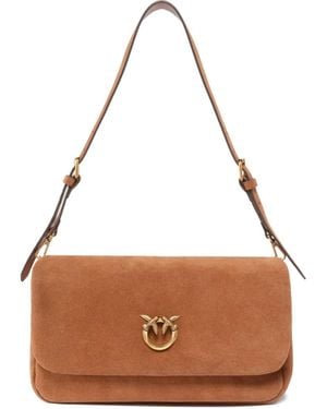 Pinko Logo-Appliqué Shoulder Bag - Brown