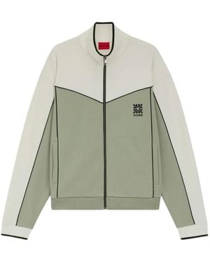 HUGO Colour-Block Zip-Up Sweatshirt - Green