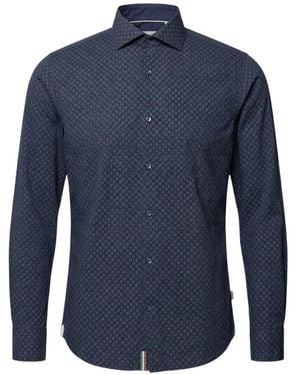 Tintoria Mattei 954 Geometric-Print Long-Sleeve Shirt - Blue