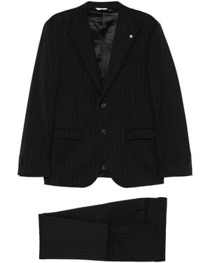 Manuel Ritz Pinstripe Suit - Black