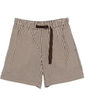 Moncler Checked Belt Shorts - Brown