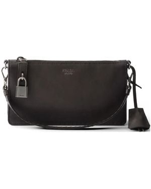 Prada Pochette En Cuir Vieilli - Noir