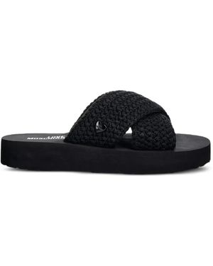 Love Moschino Woven Crossover Sandals - Black