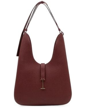 Tom Ford Medium Kara T-Bar Pebbled Leather Tote Bag - Purple