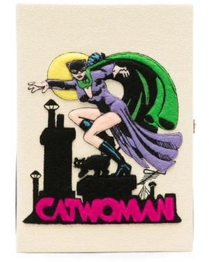 Olympia Le-Tan Catwoman Embroidered Clutch Bag - Natural