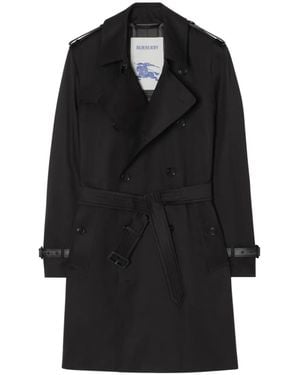 Burberry Mid-Length Gabardine Kensington Trench Coat - Black