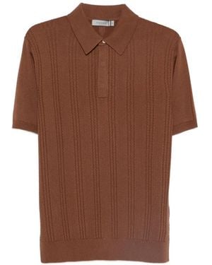 Canali Textured short-sleeve polo shirt - Braun
