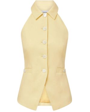 Veronica Beard Halterneck Buttoned Vest - Yellow