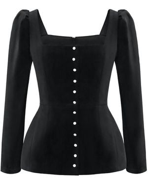POST MERIDIEM Square-Neck Top - Black