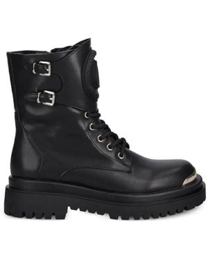 Just Cavalli Buckle-Detail Lace-Up Combat Boots - Black