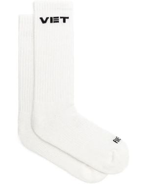 Vetements Gerippte Socken Mit Logo-Detail - Weiß