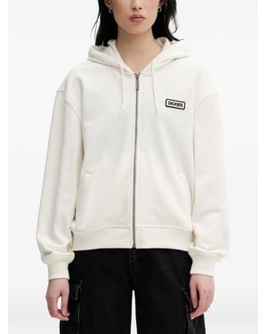 Dickies Deshler Logo-Patch Zip-Up Hoodie - White