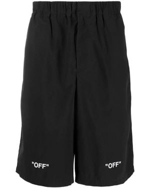 Off-White c/o Virgil Abloh Logo-Print Cotton Shorts - Black