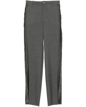 SONIA CARRASCO Frayed Side-Stripe Straight-Leg Pants - Gray