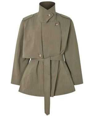 Rabens Saloner Manteau Ceinturé Nadira À Dos Plissé - Green