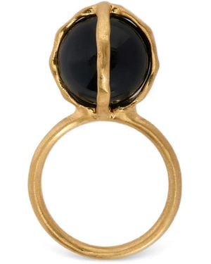 Jil Sander Bague Ornée D'Onyx - Metallic