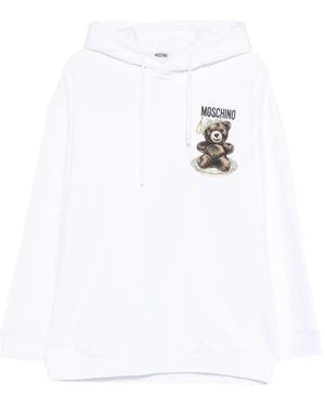 Moschino Graphic-Print Long-Sleeve Hoodie - White