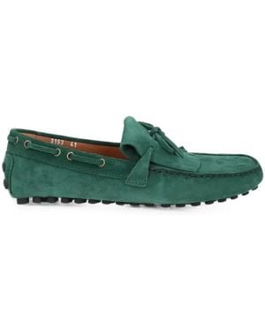 Doucal's Fringed Suede Loafers - Green