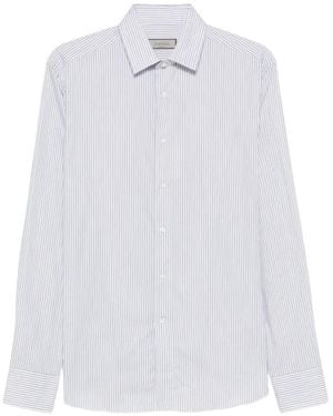 Canali Striped Long-Sleeve Shirt - White