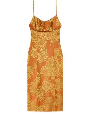 Dries Van Noten Geometric-Pattern Midi Dress - Orange