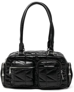 Karl Lagerfeld Kkuilt Pockets Md Bowling バッグ - ブラック