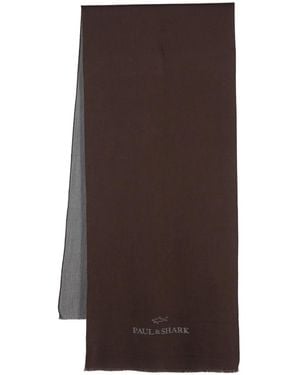 Paul & Shark Logo-Jacquard Scarf - Brown