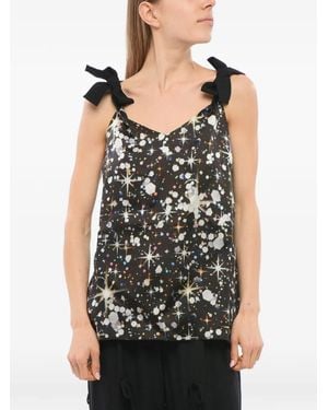 Viktor & Rolf Bow-Strap Printed Top - Black