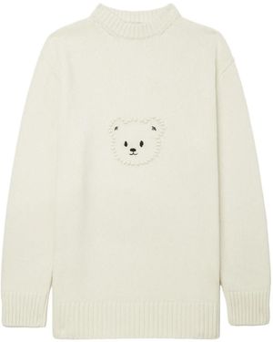 Joshua Sanders Pullover mit Teddybären-Stickerei - Weiß