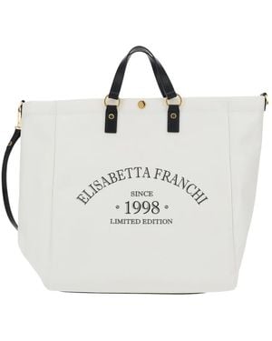 Elisabetta Franchi Cotton Tote Bag - White
