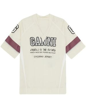 Ganni Off- Future Mesh Oversized T-Shirt - Natural