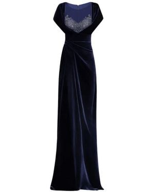 Gemy Maalouf Robe Drapée Ornée De Perles - Blue