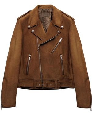 Prada Suede Biker Jacket - Brown