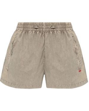 DIESEL S-Oul Drawstring-Waist Logo-Embroidered Mini Shorts - White