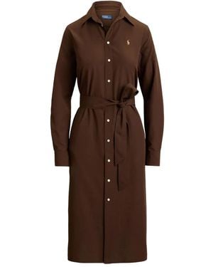Polo Ralph Lauren Polo Pony Long-Sleeved Dress - Brown