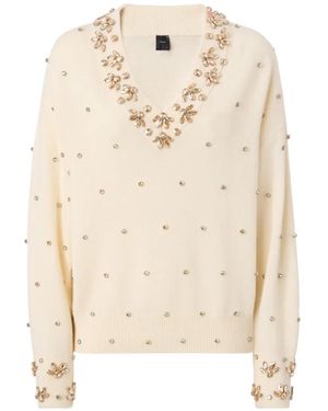 Pinko Pullover Mit Kristallen - Natur