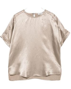 Jonathan Simkhai Satin short-sleeve blouse - Natur