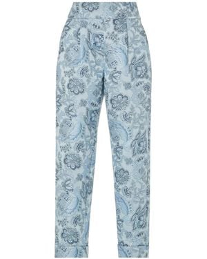 Temperley London Floral-Print Pleated Trousers - Blue
