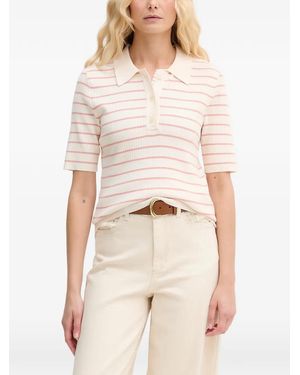 Mos Mosh Mmcaliz Striped Ribbed Polo Shirt - White